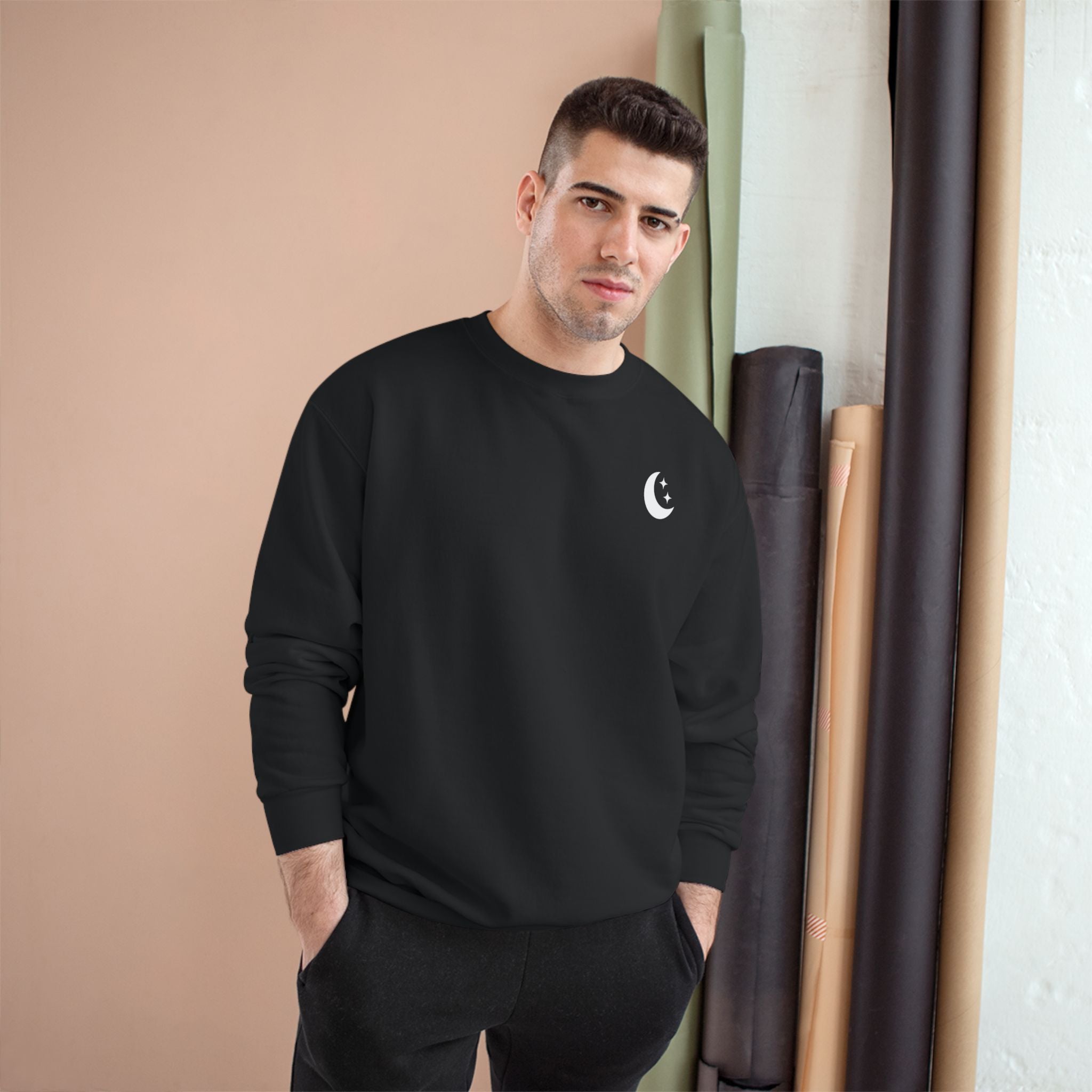 Crescent Crewneck Sweatshirt — Minimal Lunar Champion Sweatshirt